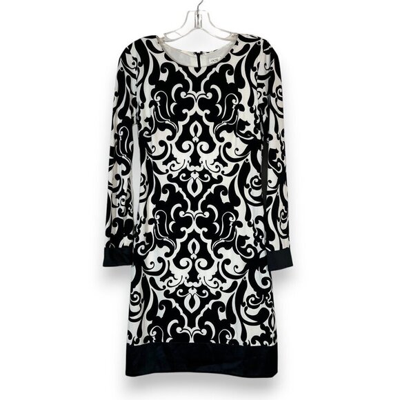 Cache Black White Dress Damask Paisley Resortwear Vacation Party Office Small - Picture 1 of 7